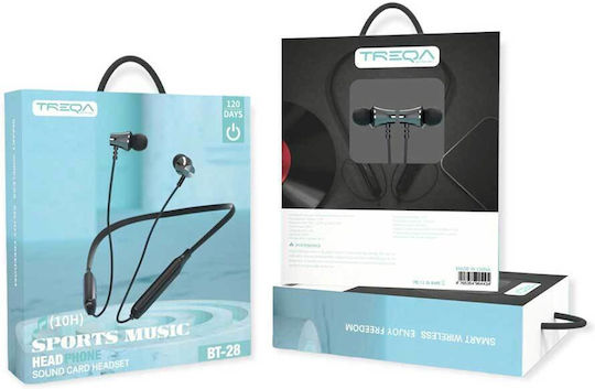 Treqa BT-28 In-ear Bluetooth Handsfree Ακουστικά με Αντοχή στον Ιδρώτα Μαύρα