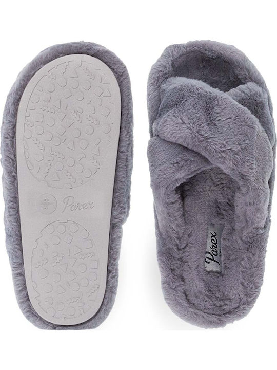 Winter Women's Slippers with Fur Gray