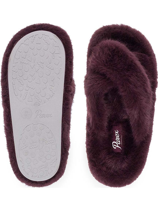 Winter Women's Slippers with Fur Burgundy