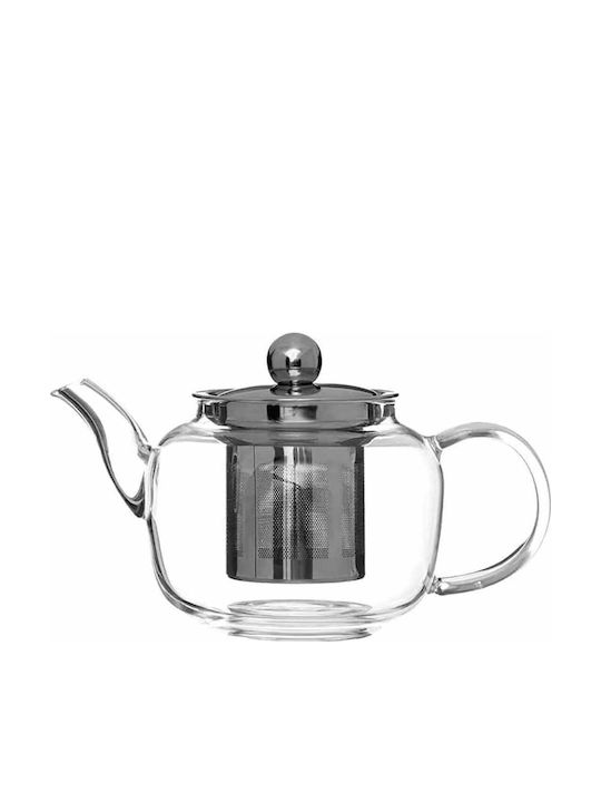 Yuk Teekanne mit Filter Glas Silber