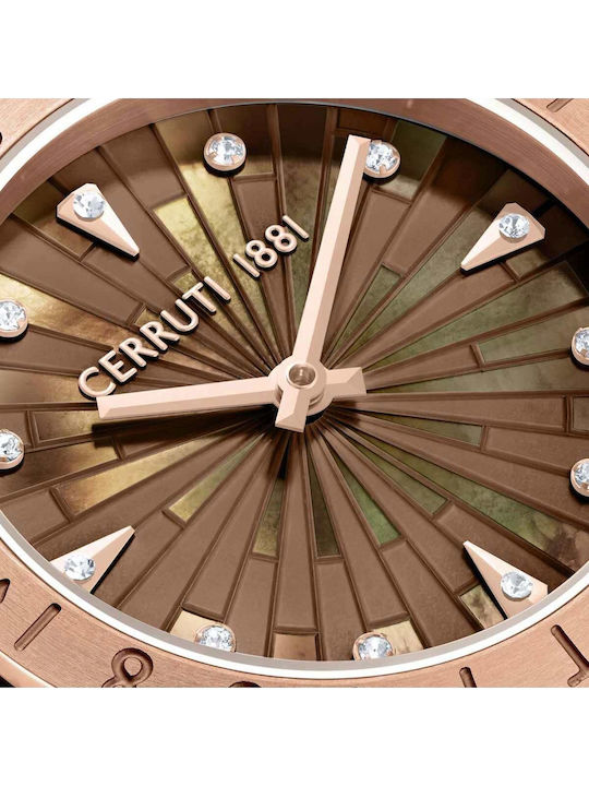 Cerruti Crystals Two Tone Women's Watch with Silver Metal Bracelet