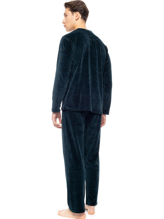Ulisse Winter Herrenpyjama Baumwollene Yacht Blau