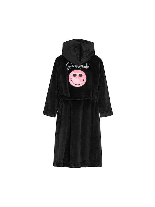 Cool Club Παιδικό Μπουρνούζι Smiley World Μαυρο με Κουκούλα
