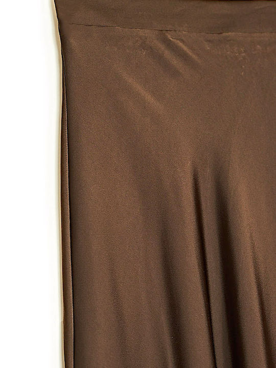 Satin Fustă Cloșcă Chocolat