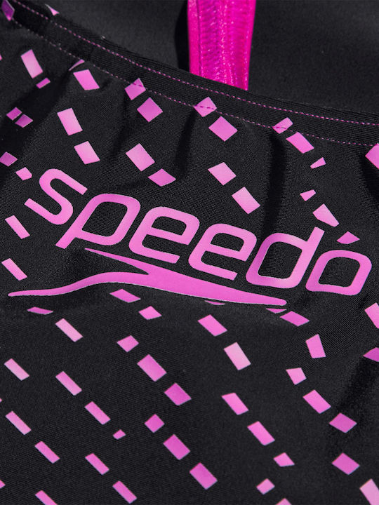 W Medley Logo Activewear Swimsuit Black/Purple