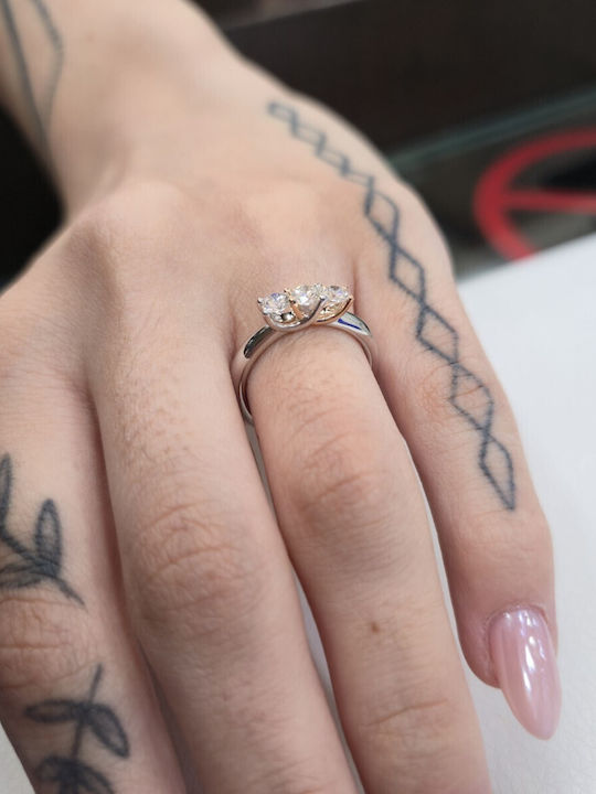 Mentzos Damen Ring mit Diamant aus Weißgold 18K