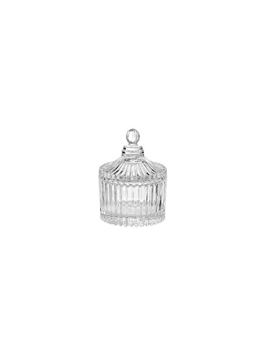 Yuk Vintage Glass Sweet Jar with Lid Transparent 7x7x10cm