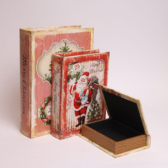 Eurolamp Vintage Decorative Wooden Books Set 3 Pieces 30x22x7.5 23x17x6 16x11x4.5cm Eurolamp