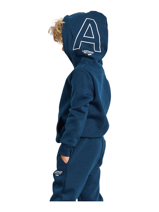Fleece Παιδικό Φούτερ με Κουκούλα και Τσέπες Μπλε