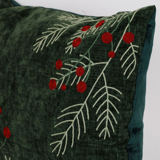Eurolamp Pillow Green Velvet Mistletoe 45x45cm Eurolamp