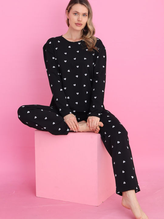 Siyah Inci Set Pijamale pentru Femei Black