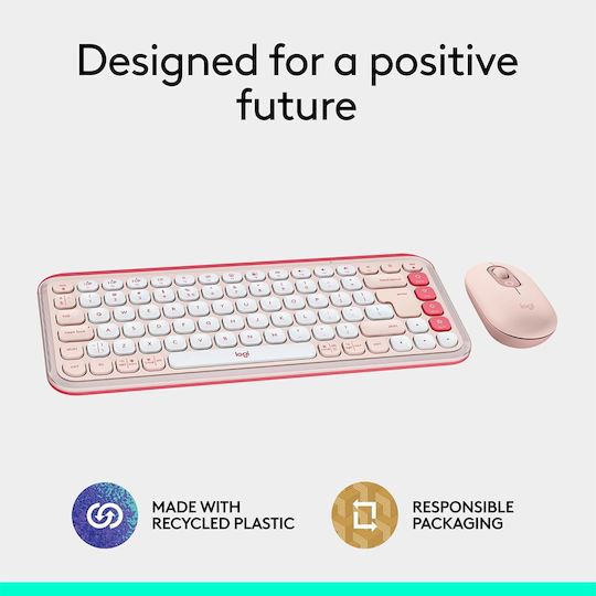 Logitech Pop Icon Combo Ασύρματο Bluetooth Σετ Πληκτρολόγιο & Ποντίκι Αγγλικό UK Λευκό