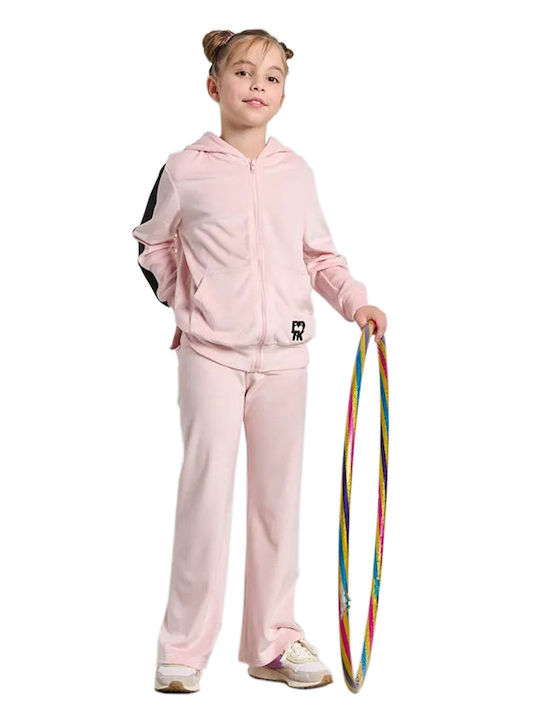Kids Sweatshirt Cardigan with Hood and Pockets Pink Row Minime