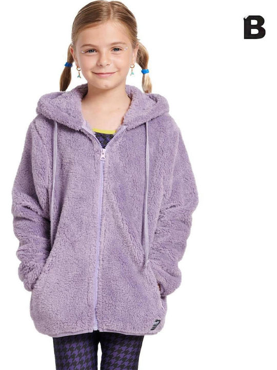 Kids Cardigan Fleece with Hood Lilac