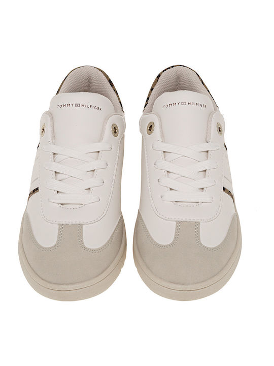 Cut Lace-up Kids Sneakers White