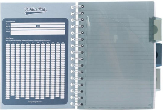 Pukka Spiral Notebook Ruled A5 200 Sheets 3 Subjects Blue 1pcs