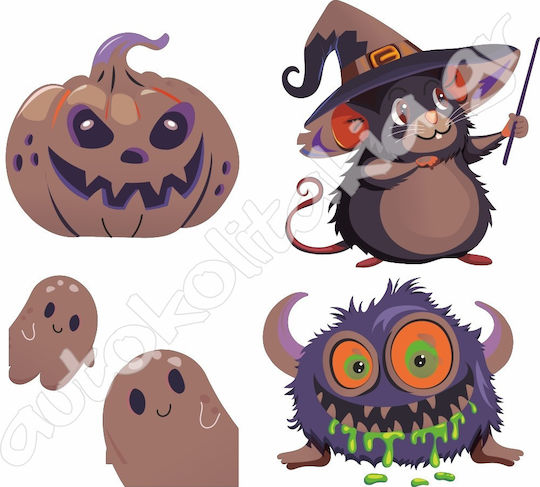 Αυτοκόλλητο Βιτρίνας - Halloween 23 (σετ 5 Τεμάχια) - 50cm X 45cm