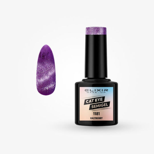 Elixir Semigel Halb-permanenter Nagellack 1181 Razzberry Katzenauge 8ml 1Stück