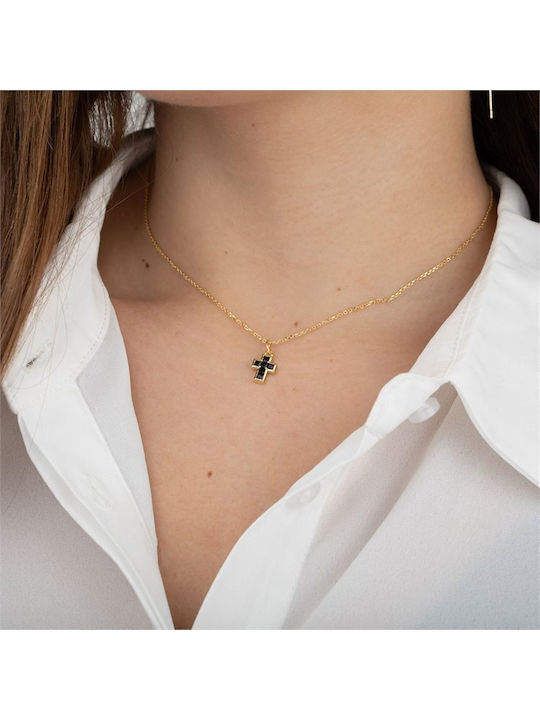Paraxenies Kreuz aus Vergoldetem Silber mit Kette