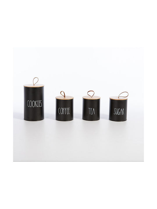 Nef-Nef Homeware Coffee Βάζο για Καφέ με Καπάκι Μεταλλικό Μαύρο 10.4x10.4x13cm 1τμχ
