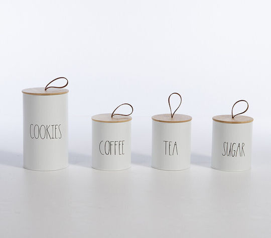 Nef-Nef Homeware Sugar Jar for Sugar with Metallic White Lid 10.4x10.4x13cm