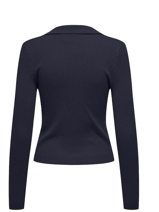 Women's Long Sleeve Striped Blue Sweater