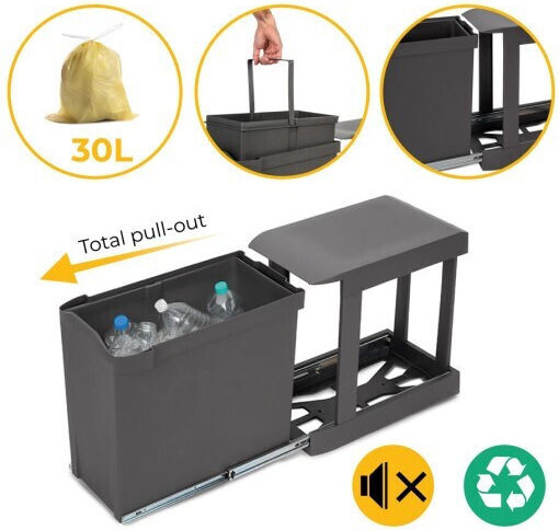 Sliding Container Automatic Opening Emuca 8906923 Anthracite 30l