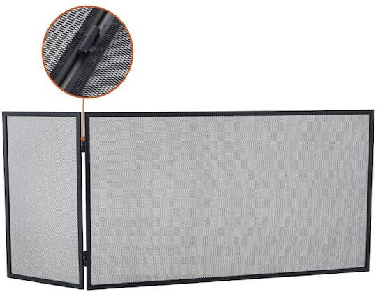 Home & Camp HCFT4346 Metallic Fireplace Screen with 2 Panels 90x30x50cm Black