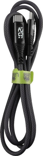 Lime Braided LED USB 2.0 Cable USB-C Male - USB-C 120W PD Green 1.2m