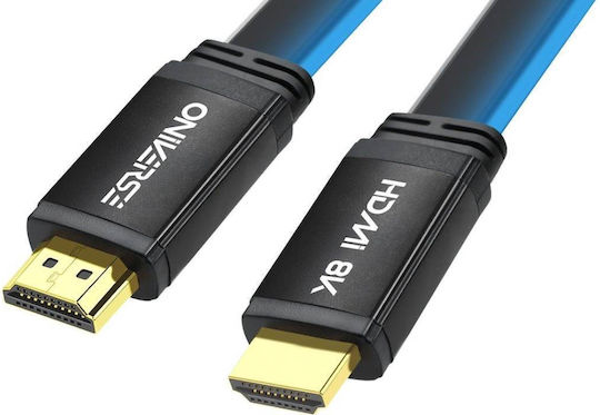 Oniverse Cabluri HDMI 2.1 Ultra High Speed 48Gbps 4K 120Hz HDR VRR Flat HDMI de Sex Masculin - HDMI de Sex Masculin 2m Albastru