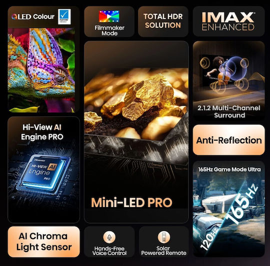 Hisense Smart Τηλεόραση 85" 4K UHD Mini LED U7Q PRO HDR (2025) 85U7Q PRO