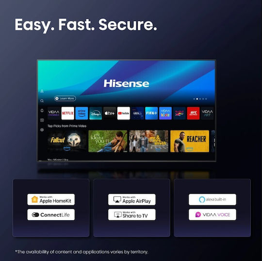 Hisense Smart Television 43" 4K UHD QLED E7Q Pro HDR (2025)