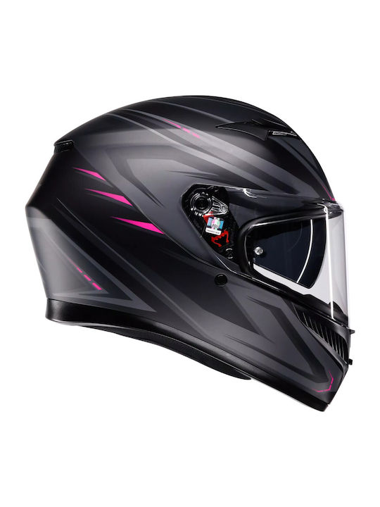 AGV K3 Syth Mat Black/Pink Motorcycle Helmet Full Face ECE 22.06 1550gr with Pinlock and Sunvisor