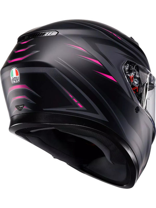 AGV K3 Syth Mat Black/Pink Motorcycle Helmet Full Face ECE 22.06 1550gr with Pinlock and Sunvisor