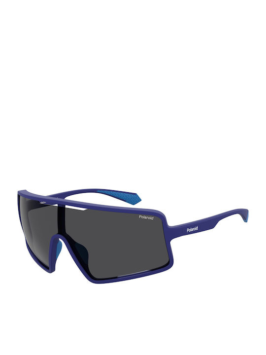 Polaroid Unisex Sonnenbrille mit Schwarz Kunststoff Gestell und Blau Polarisiert Spiegel Linse PLD7045/S IPQ