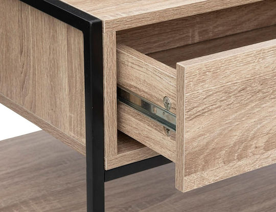 Rectangular Central Coffee Table Aliaj Wooden with Drawers Beige W100xL40xH50cm