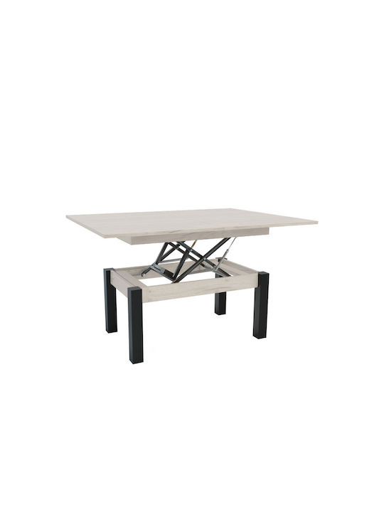 Rectangular Central Transformer Wooden Coffee Table with Lifting Mechanism White W90xL60xH50cm