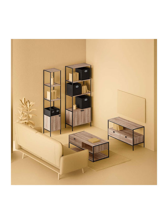 Rectangular Central Coffee Table Aliaj Wooden with Drawers Beige W100xL40xH50cm