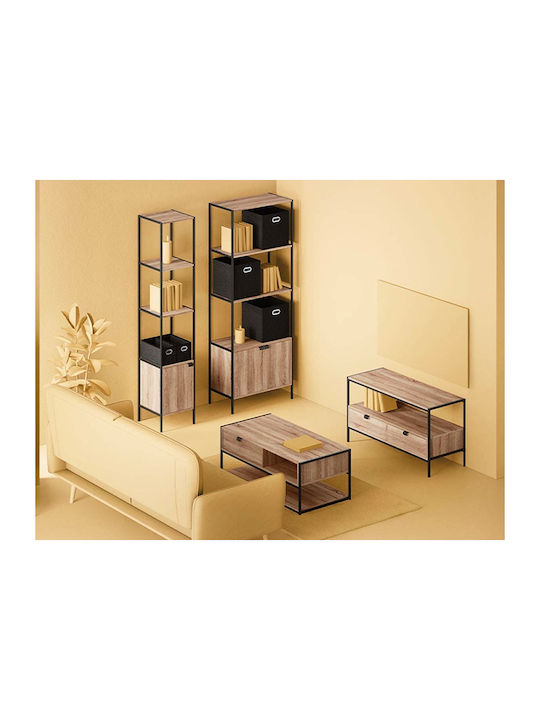 Rectangular Central Coffee Table Aliaj Wooden with Drawers Beige W100xL40xH50cm