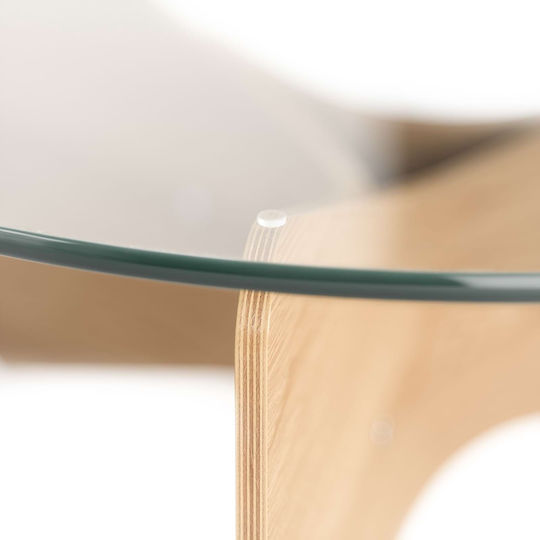 Στρογγυλό Κεντρικό Τραπεζάκι Madera Γυάλινο Μπεζ Μ84xΠ84xΥ38εκ.