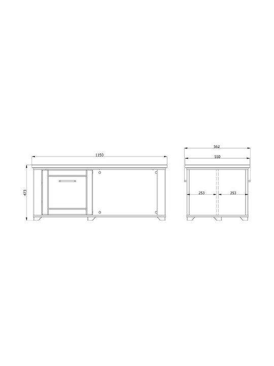 Rectangular Central Coffee Table Valencia Wooden with Drawers White / Artisan Oak M115xW55xH47.5cm