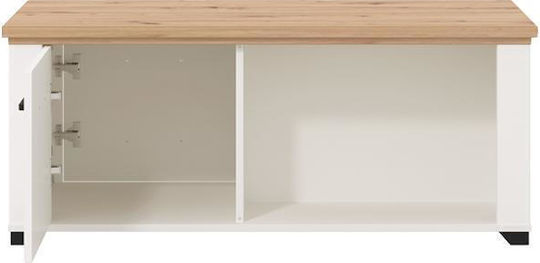 Masa Centrală Rectangulară Valencia Din Lemn Cu Sertare Albă / Artisan Oak L115xL55xÎ47.5cm