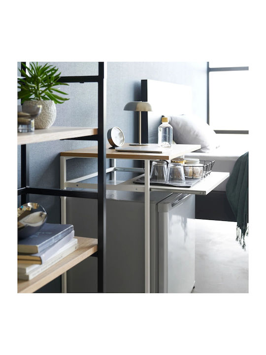 Rectangular Side Table Metal White/natural L53xW45.2xH66cm.