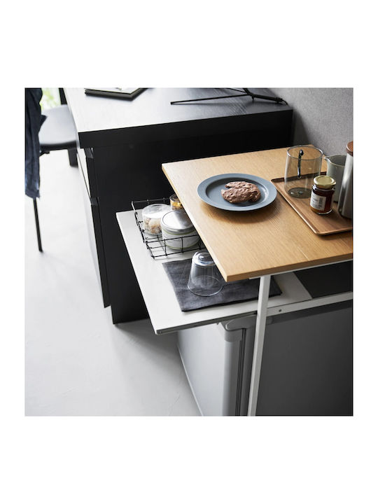 Rectangular Side Table Metal White/natural L53xW45.2xH66cm.