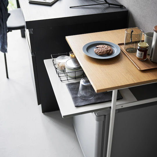 Rectangular Side Table Metal White/natural L53xW45.2xH66cm.