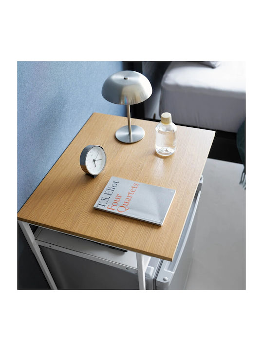 Rectangular Side Table Metal White/natural L53xW45.2xH66cm.