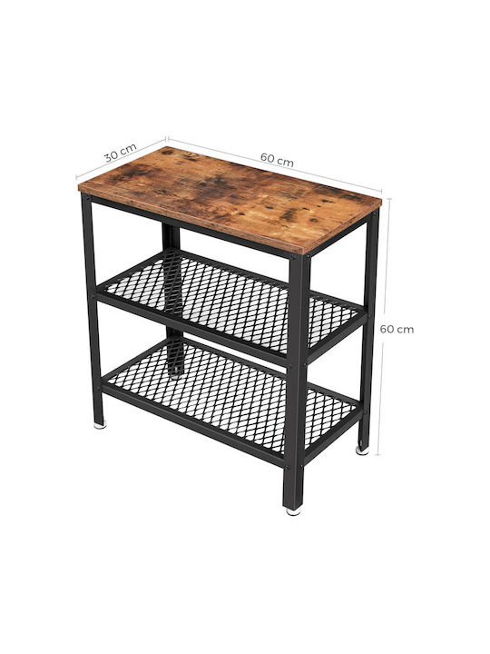 Rectangular Side Table Wooden Metal M60xW30xH60cm