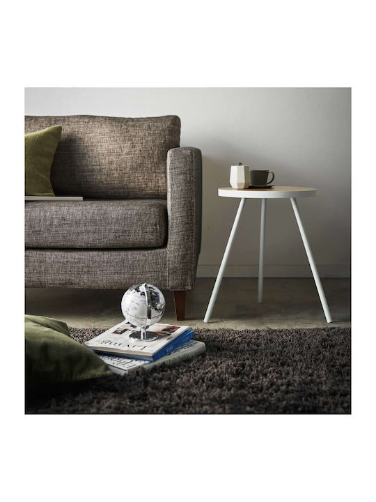 Rund Beistelltisch aus Massivholz Beige B48xT49xH50cm