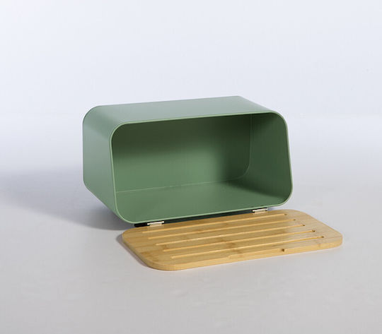 Nef-Nef Homeware Кошница за хляб с капак Метал Зелено 34.5x19x17см