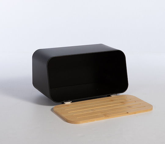 Nef-Nef Homeware Кошница за хляб с капак Метал Черно 34.5x19x17см